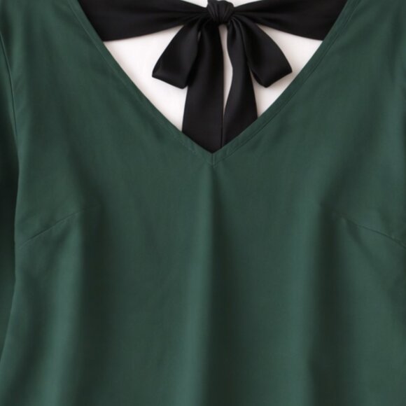 NWT Ryan Wythe Blouse Women’s Green Bow Cutout 3/4 Sleeve Top 2X - Picture 8 of 16